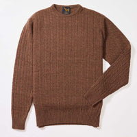 Lambswool small cable crew neck - Tobacco