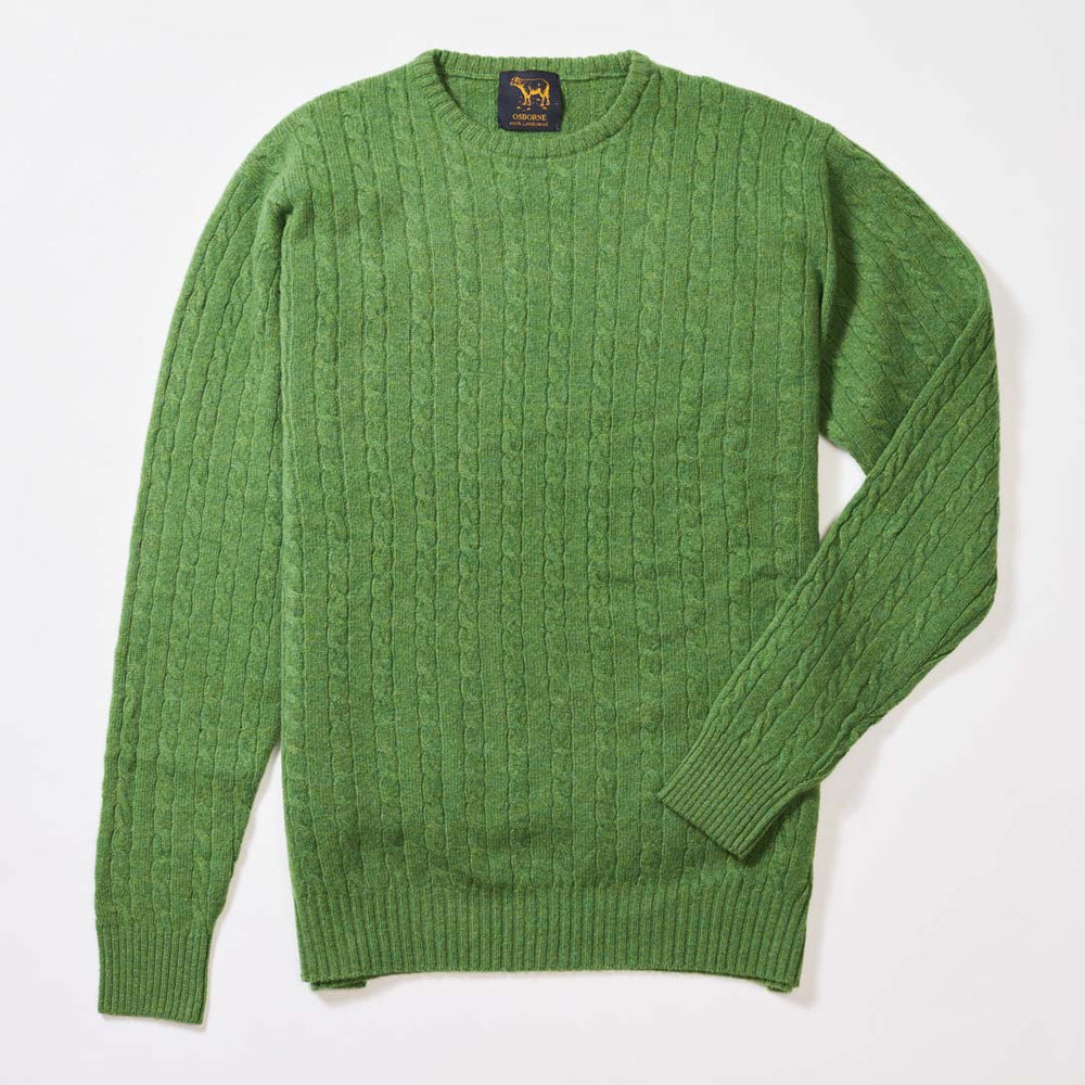Lambswool small cable crew neck - Watercress