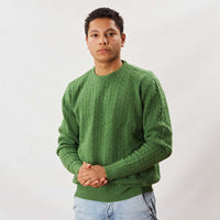 Lambswool small cable crew neck - Watercress