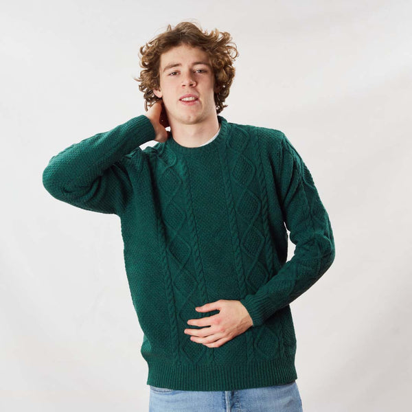 Lambswool large cable crew neck - Cossack