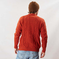 Lambswool large cable crew neck - Ember