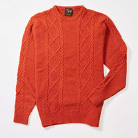 Lambswool large cable crew neck - Ember