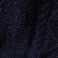 Lambswool large cable crew neck - Indigo Melange