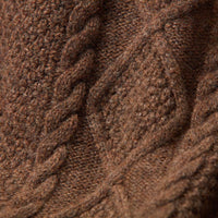 Lambswool large cable crew neck - Tobacco