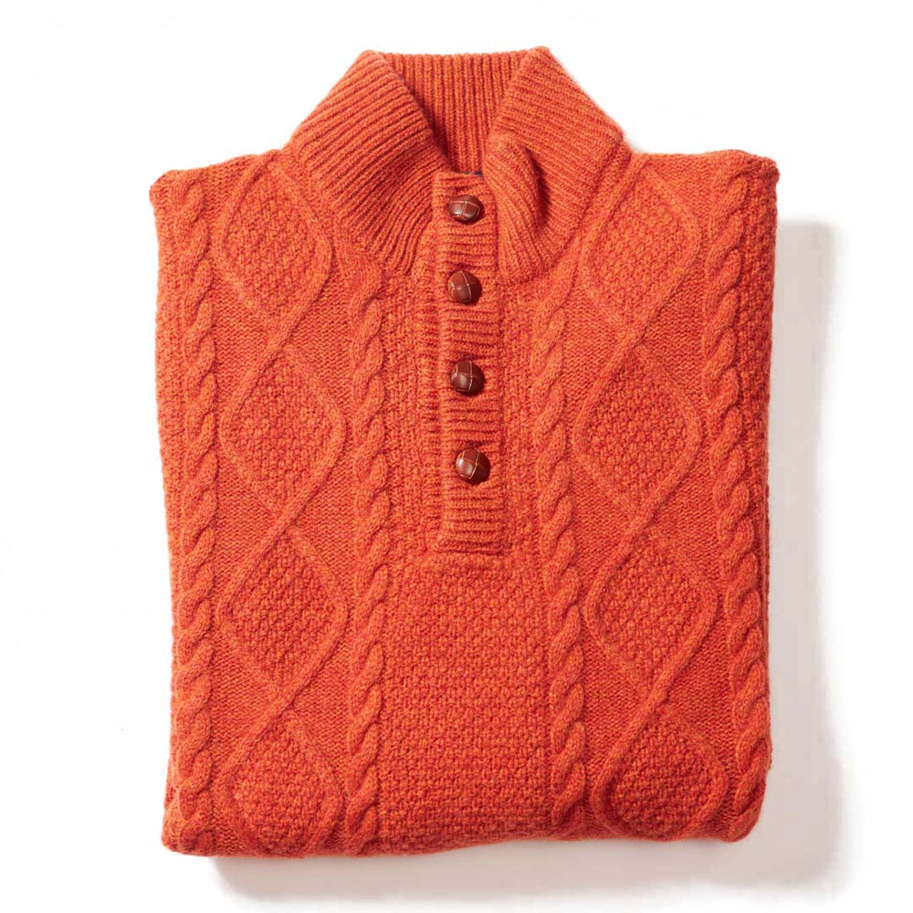 Lammwolle grob gestrickter Zopfpullover - Ember