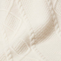 Lambswool large cable butonned mock neck - Ecru 230