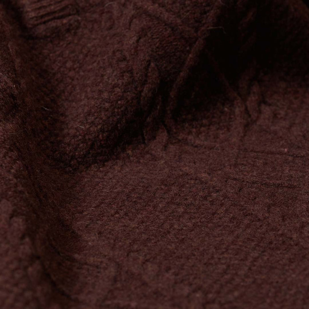 Lambswool large cable butonned mock neck - Hickory 363