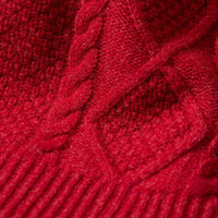 Lambswool large cable butonned mock neck - Poppy Melange