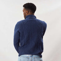 Lambswool large cable butonned mock neck - Rhapsody