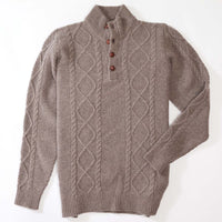 Lambswool large cable butonned mock neck - Vole 209