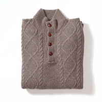 Lambswool large cable butonned mock neck - Vole 209