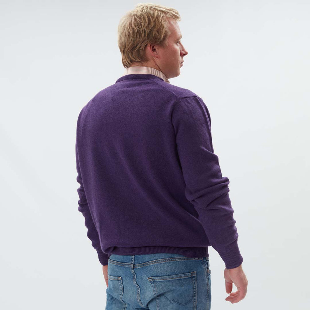 Lammwolle V-Ausschnitt - Aubergine