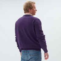 Lammwolle V-Ausschnitt - Aubergine