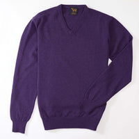 Lammwolle V-Ausschnitt - Aubergine