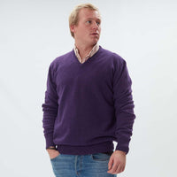 Lammwolle V-Ausschnitt - Aubergine