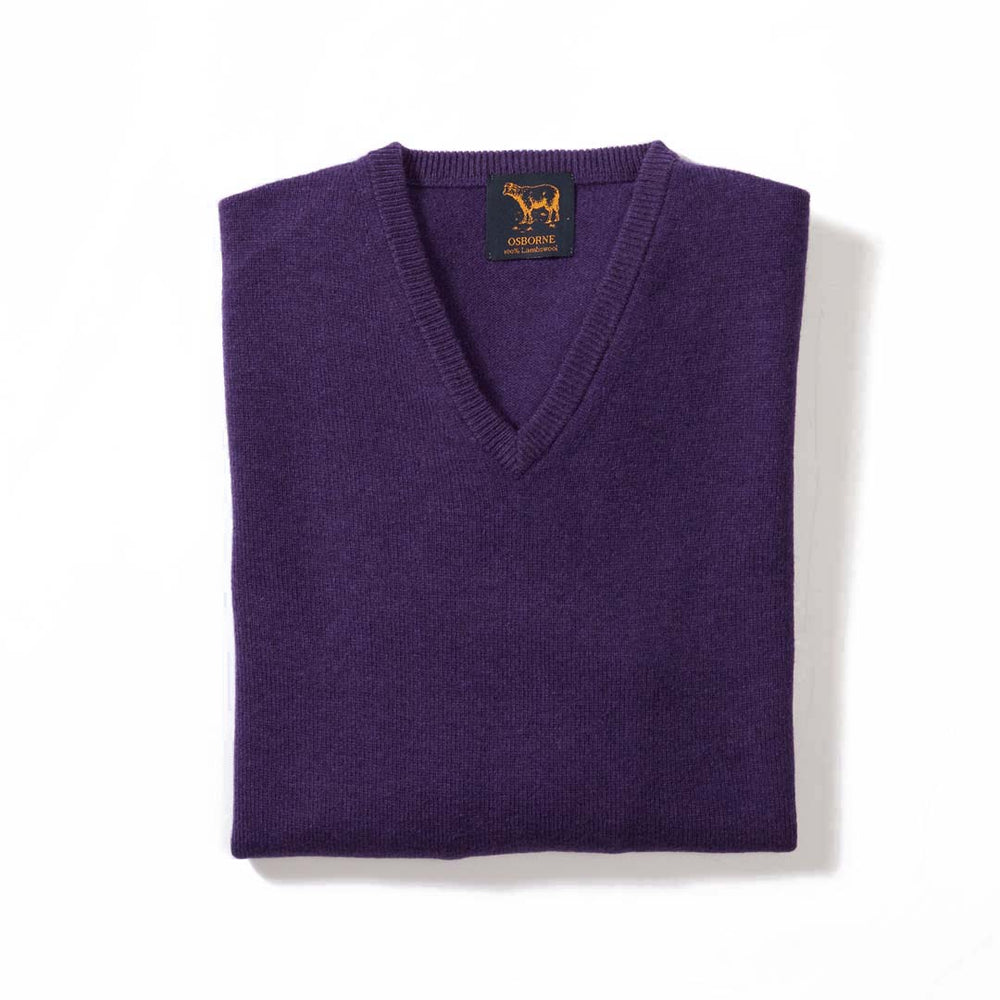 Lammwolle V-Ausschnitt - Aubergine