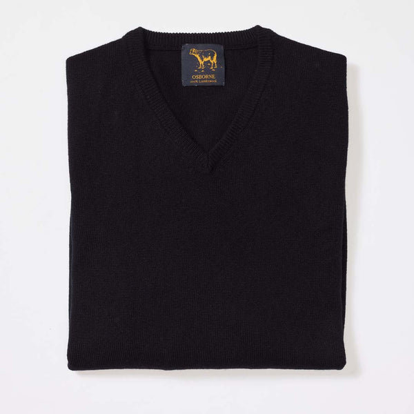 Lammwolle V-Ausschnitt - Black