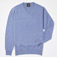 Lambswool V-neck - Blue Lovat