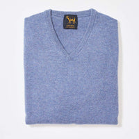 Lambswool V-neck - Blue Lovat