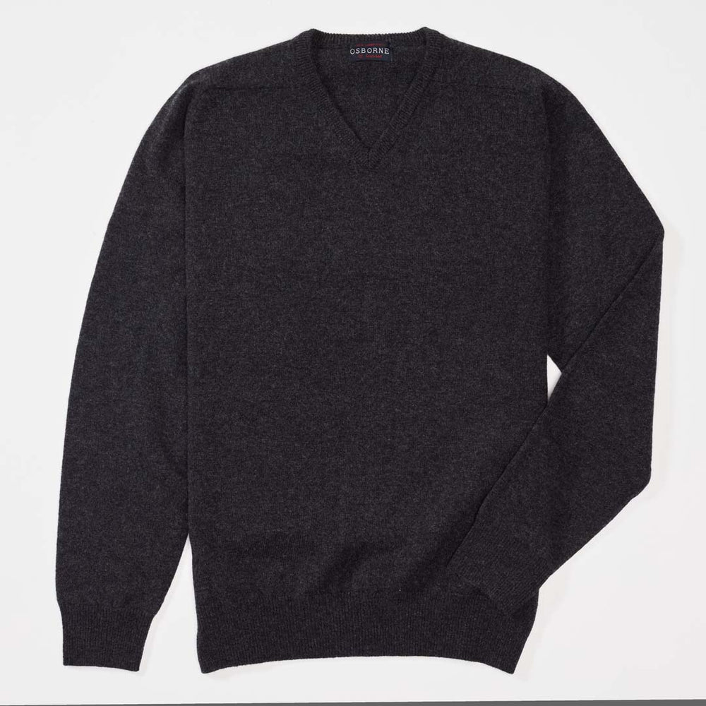 Lambswool V-neck - Charcoal