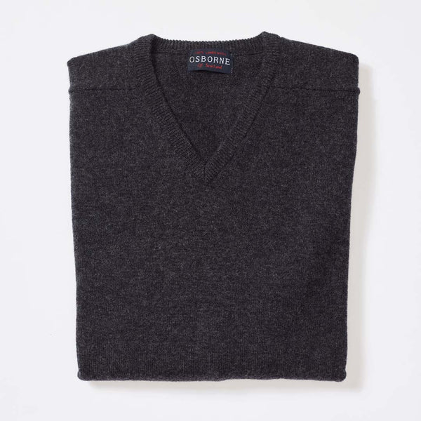 Lambswool V-neck - Charcoal