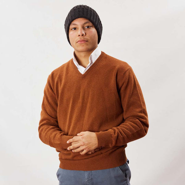 Lambswool V-neck - Chesnut