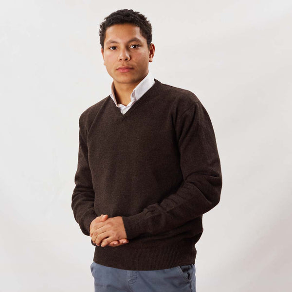 Lambswool V-neck - Cocoa