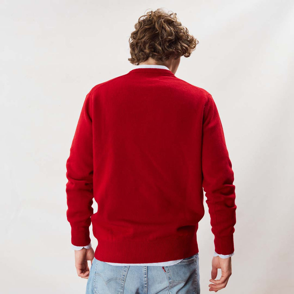 Lambswool V-neck - Dubonnet