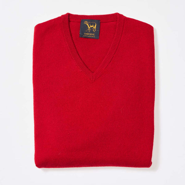 Lambswool V-neck - Dubonnet