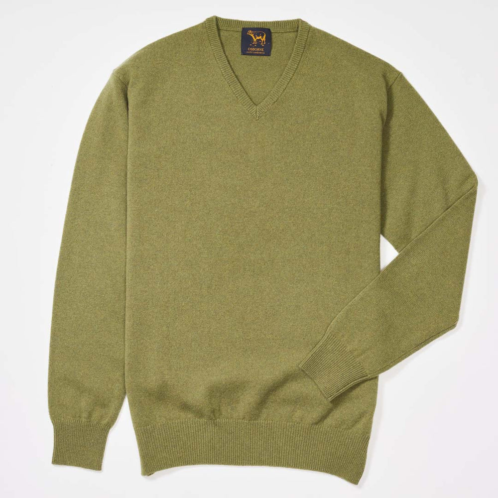 Lambswool V-neck - Green Bean