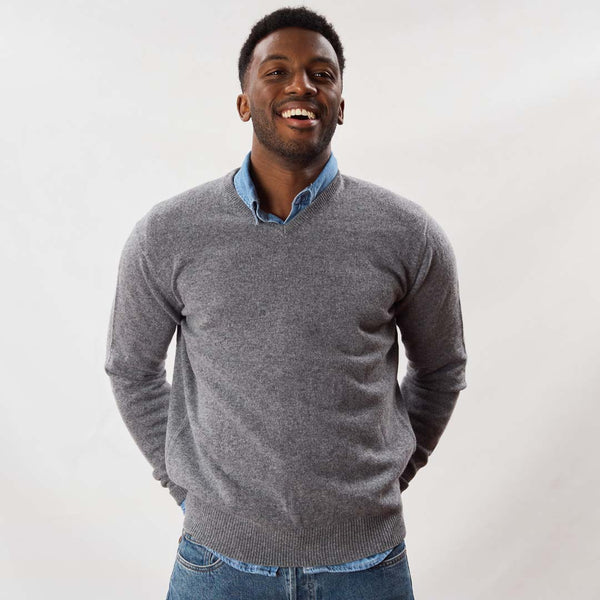 Lambswool V-neck - Grey Mix