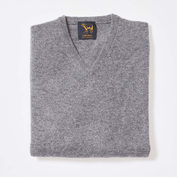 Lambswool V-neck - Grey Mix