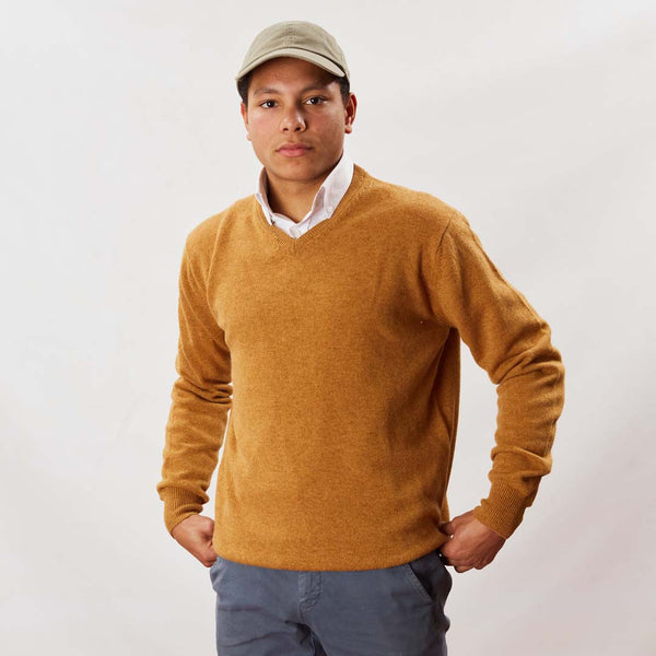 Lambswool V-neck - Harvest Gold