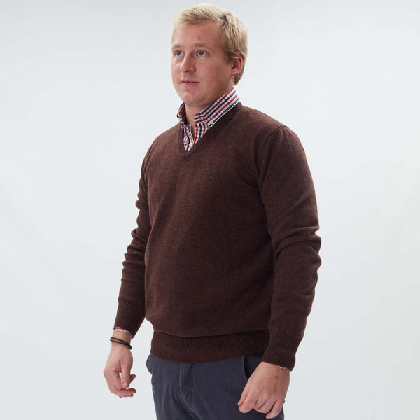 Lana d'agnello collo a V - Hickory