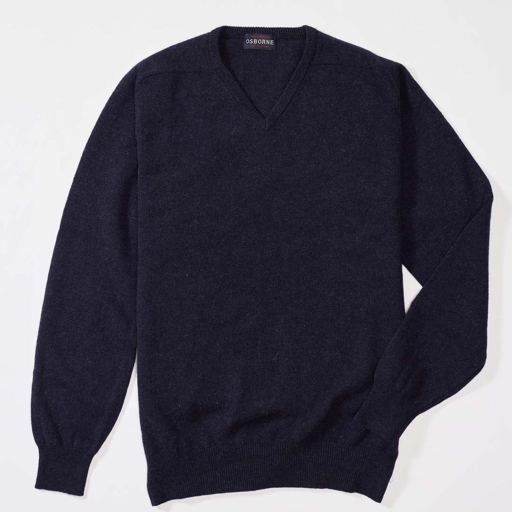 Lambswool V-neck - Indigo melange