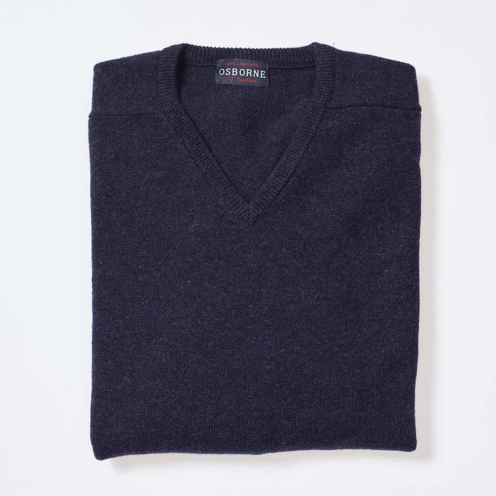 Lambswool V-neck - Indigo melange