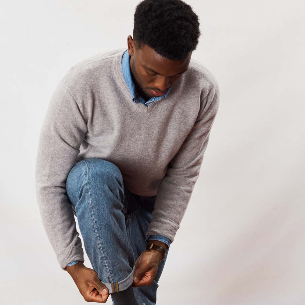 Lambswool V-neck - Light Grey