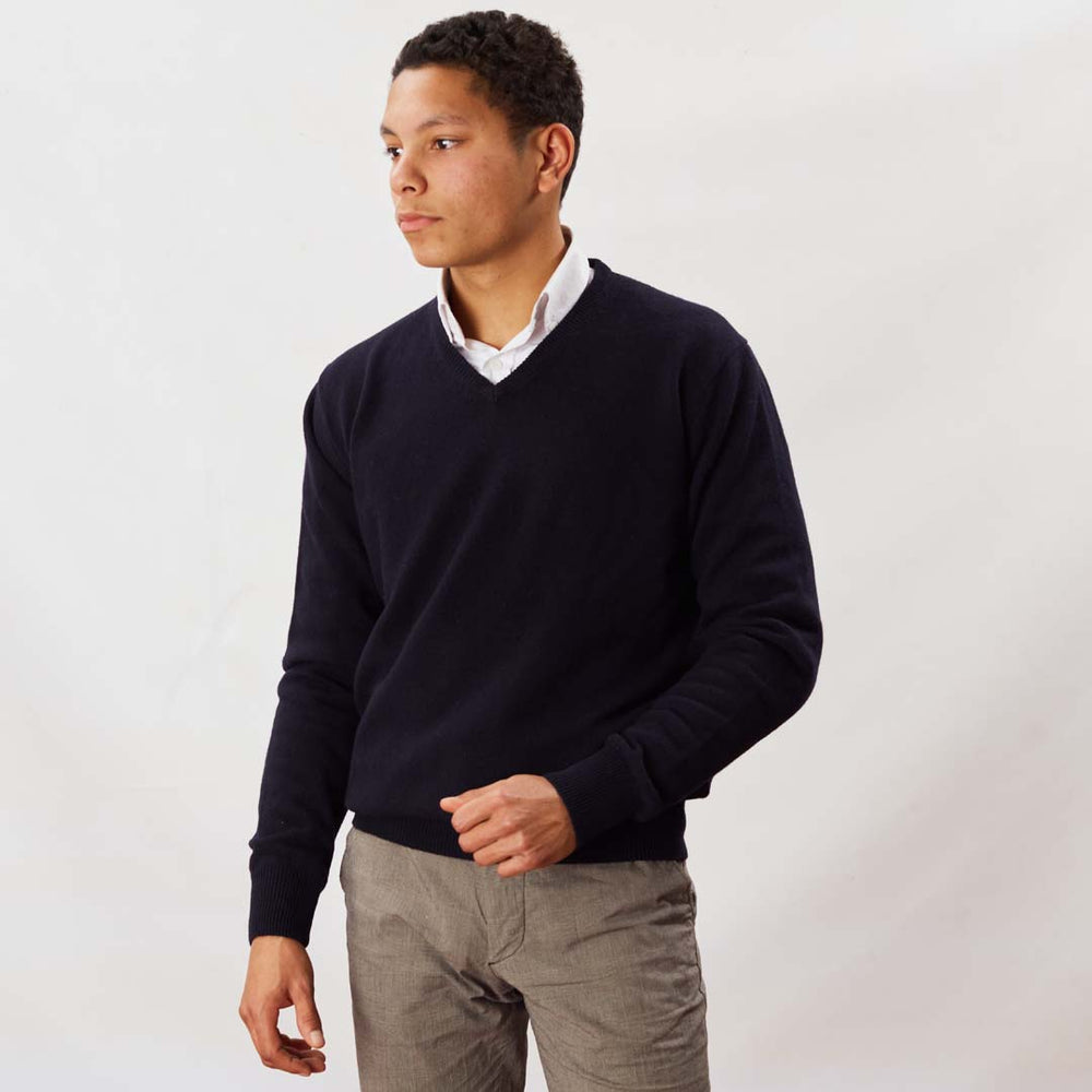 Lambswool V-neck - Navy