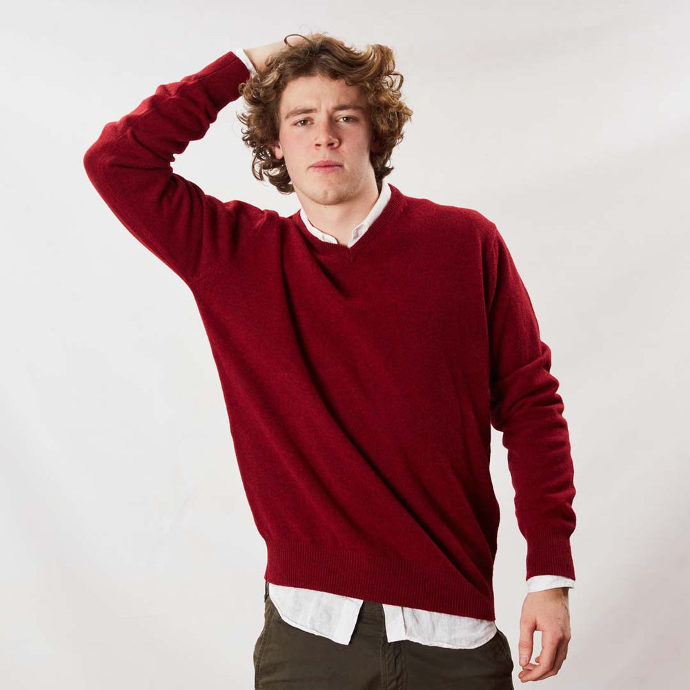 Lambswool V-neck - Pomegranate
