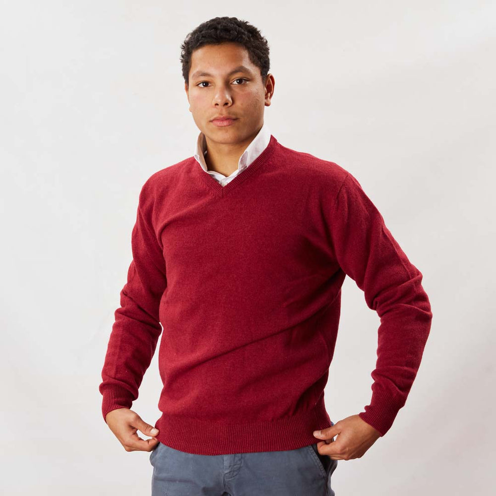 Lambswool V-neck - Poppy Melange