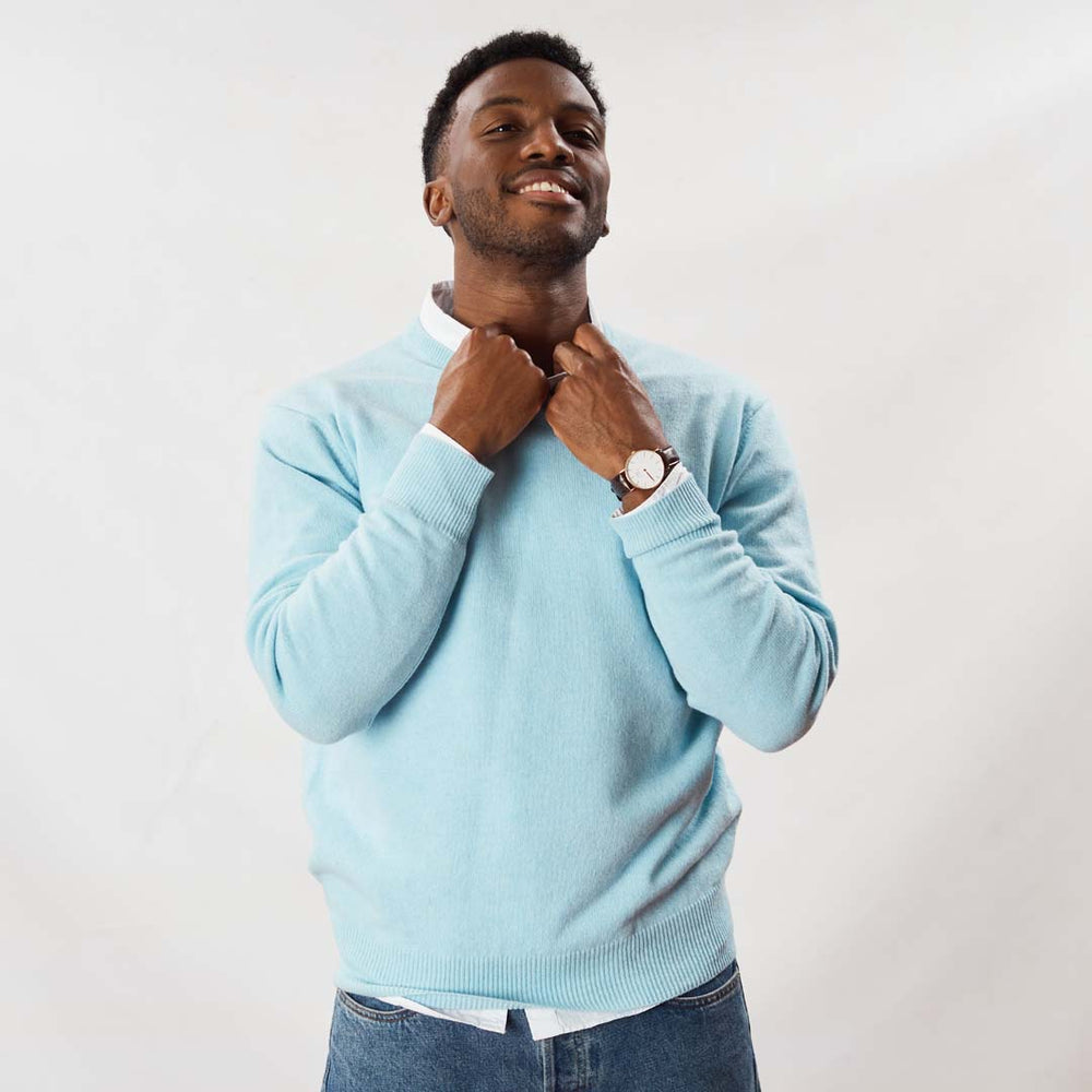 Lambswool V-neck - Raindrop