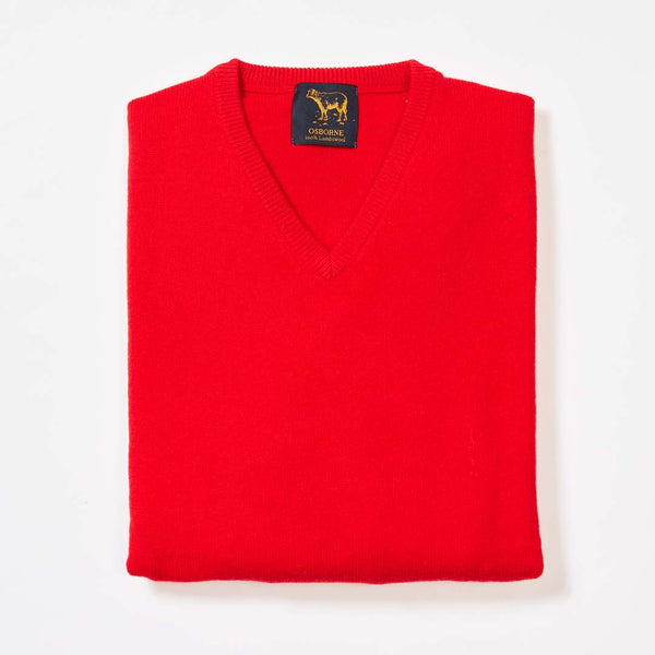 Lambswool V-neck - Tartan Scarlet