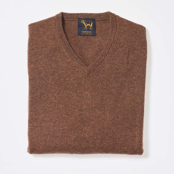 Lambswool V-neck - Tobacco