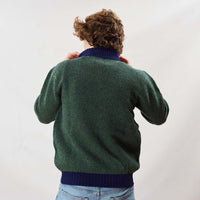 Lana d'agnello zip a un quarto - Watercress/Dark Cobalt