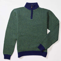Lana d'agnello zip a un quarto - Watercress/Dark Cobalt