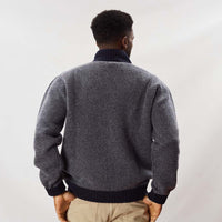 Lana d'agnello zip a un quarto - Grey Mix/Indigo Melange