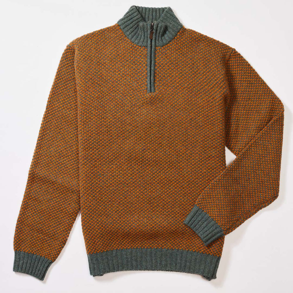 Lambswool quarter zip - Oxide/Peacock