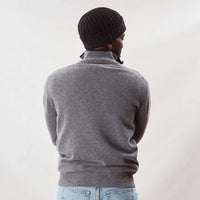 Lana d'agnello zip a un quarto - Grey Mix/Indigo Melange
