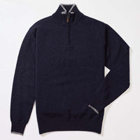 Lana d'agnello zip a un quarto - Indigo Melange/Grey Mix