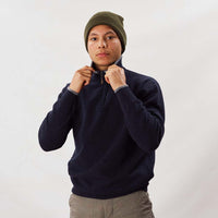 Lana d'agnello zip a un quarto - Indigo Melange/Grey Mix